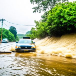 signal for help car caught in flash flood