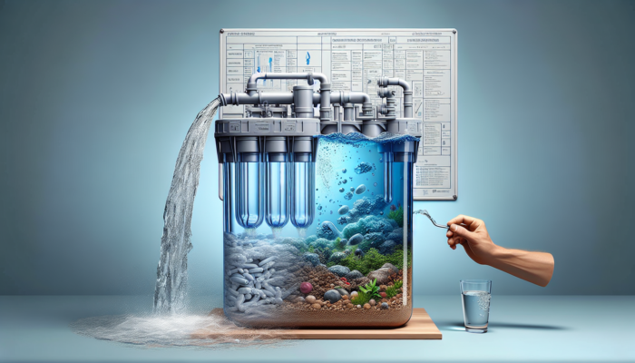 DIY water filter showing clean water output from contaminated input, removing bacteria and metals.