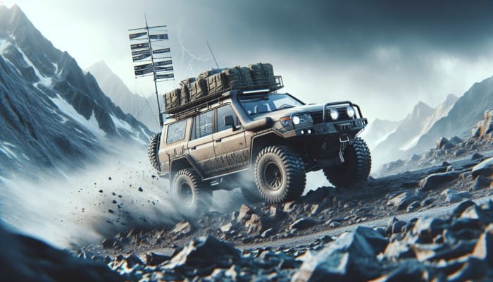 A sturdy SUV with ample storage, navigating rugged terrains with four-wheel-drive and high ground clearance.