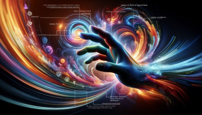 Lawlessness Survival: A hand reaching out from a digital interface, symbolizing assistance, with a contact form in the background.