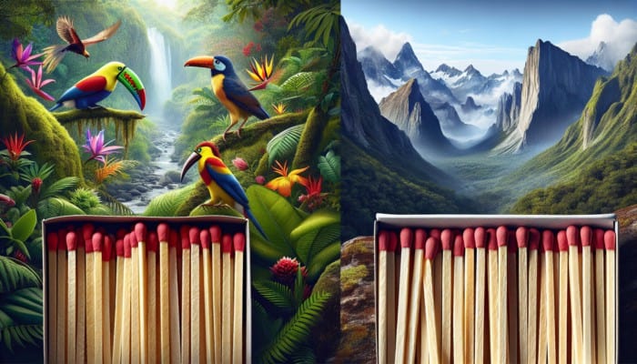 Best Fire Starters: Traditional matches, including safety and strike-anywhere types, shown in Amazon jungle and American Rockies.
