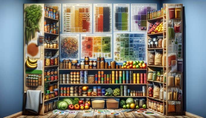 Prepper Meal Planning: A well-organized pantry with long-lasting, nutrient-rich foods for emergency preparedness.