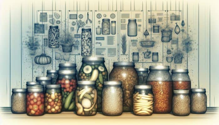 Jars of food showing under-processing with bacteria and overfilling with improper headspace, illustrating canning mistakes.